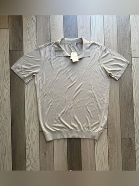 Bruno Marc Men's Short-Sleeve Polo Knit Shirt - Beige New XL